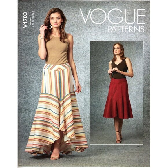 Vogue V1703 Misses 16 to 24 Midi and Maxi Flared Skirts Uncut Sewing Pattern - Picture 1 of 2